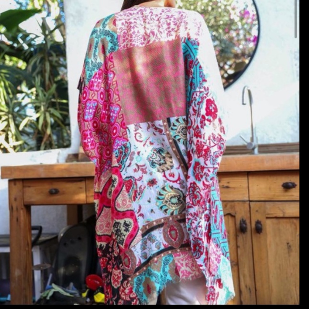Bohemian Kimono Wrap Robe Coverup O/S - Picture 9 of 9